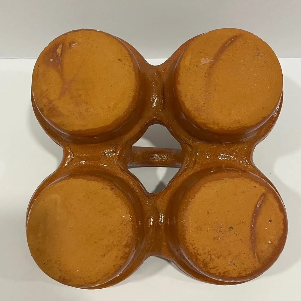Mexican Terracotta Salsa Server 4 Bowl Condiment Dish Hand Painted